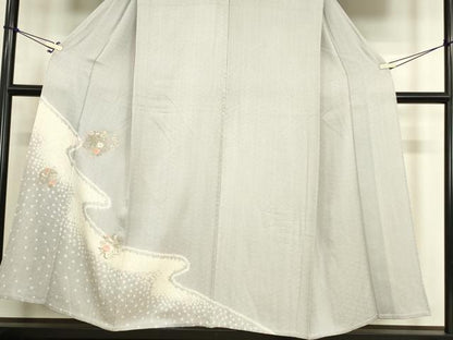 平和屋着物▽中国三大刺繍　スワトウ刺繍　汕頭刺繍　訪問着　単衣　絞り　花丸文　金彩　正絹　逸品　DABG0764az