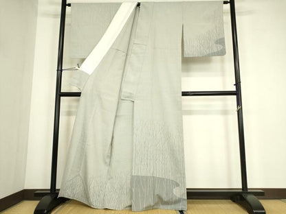平和屋着物▽本塩沢　訪問着　単衣　やまだ織　樹林文　正絹　逸品　DABG0765az