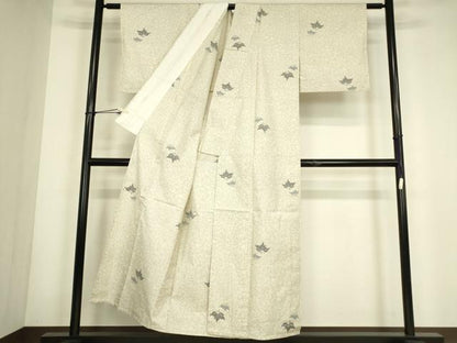 平和屋着物▽本場大島紬　白大島　単衣　桐文　正絹　逸品　DABG0766az