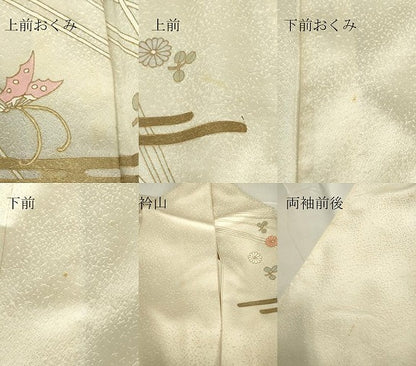 平和屋着物▽訪問着　単衣　舞蝶花文　暈し染め　金彩　正絹　逸品　DABG0768az
