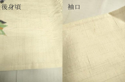 平和屋着物▽上質な紬　単衣　人物文　正絹　逸品　DABG0773az