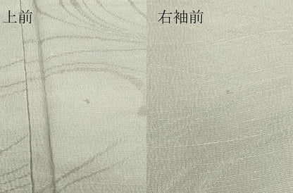 平和屋着物▽上質な色無地　単衣　流水地紋　白鼠色　正絹　逸品　DABG0780az