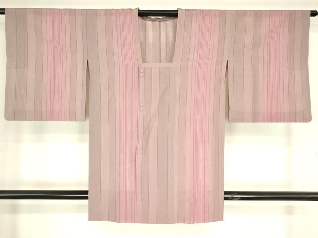 平和屋着物▽道行コート　スリーシーズン　春夏秋　塵除け　縞　反端付き　正絹　逸品　DABG0782az