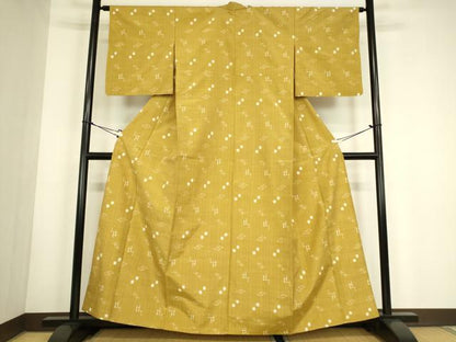 平和屋着物▽上質な紬　単衣　絣間道　正絹　逸品　DABG0786az
