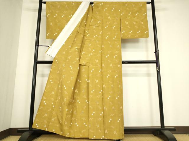 平和屋着物▽上質な紬　単衣　絣間道　正絹　逸品　DABG0786az