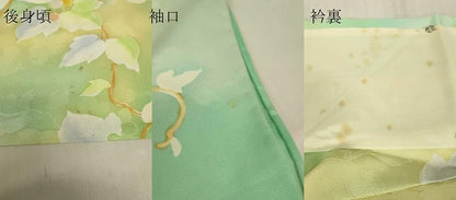 平和屋着物▽上質な小紋　単衣　地紋起こし　葡萄蔦の葉文　正絹　逸品　DABG0789az