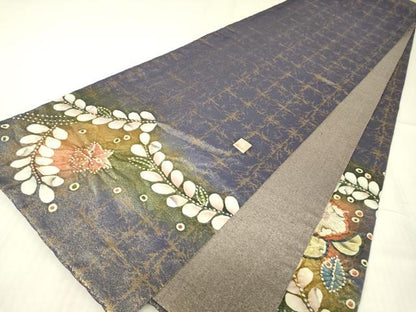 平和屋着物●太鼓柄袋帯　作家物　絞り　辻が花　金糸　正絹　逸品　DABG0902az
