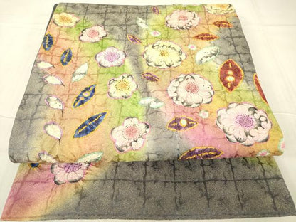 平和屋着物●太鼓柄袋帯　絞り　辻が花　金通し地　正絹　逸品　DABG0904az