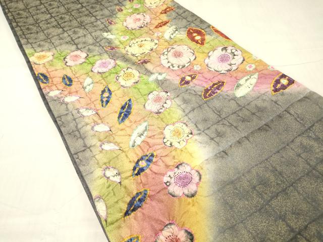 平和屋着物●太鼓柄袋帯　絞り　辻が花　金通し地　正絹　逸品　DABG0904az