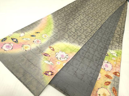 平和屋着物●太鼓柄袋帯　絞り　辻が花　金通し地　正絹　逸品　DABG0904az