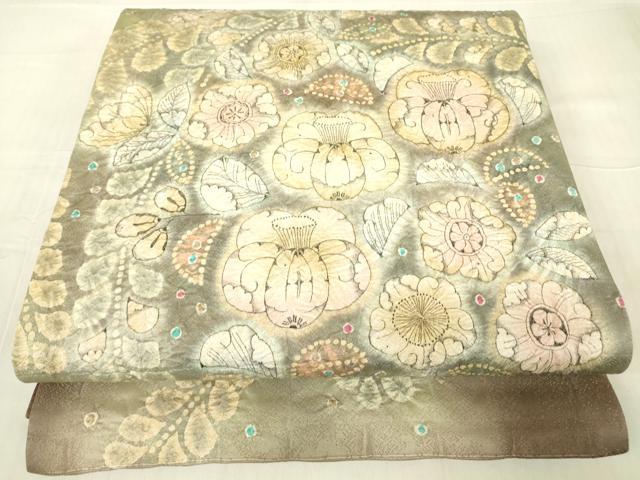 平和屋着物●太鼓柄袋帯　作家物　絞り　辻が花　金通し地　正絹　逸品　DABG0916az