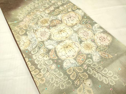 平和屋着物●太鼓柄袋帯　作家物　絞り　辻が花　金通し地　正絹　逸品　DABG0916az