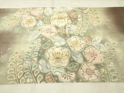 平和屋着物●太鼓柄袋帯　作家物　絞り　辻が花　金通し地　正絹　逸品　DABG0916az