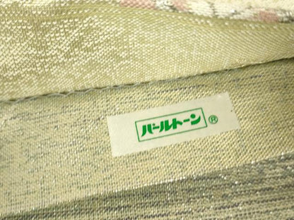 平和屋着物▼両面　全通柄袋帯　プラチナ　色紙重ね花文　正絹　逸品　DABG0931az