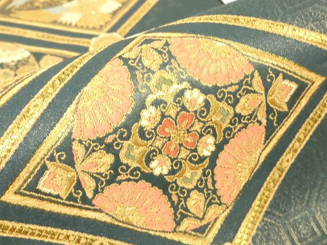 平和屋本店▼六通柄袋帯　本金　吉祥向い鳥花文　正絹　逸品　DABG0945az