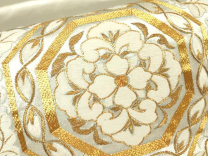 平和屋着物▼太鼓柄袋帯　駒刺繍　総刺繍　蜀江花文　金糸　正絹　逸品　DABG0955az