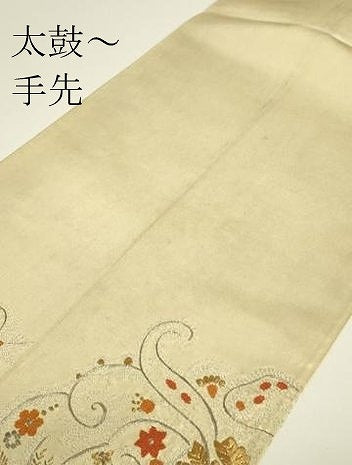 平和屋着物▼中国三大刺繍　相良刺繍　総刺繍　太鼓柄袋帯　正倉院更紗花文　金銀糸　引箔　正絹　逸品　DABG0990az