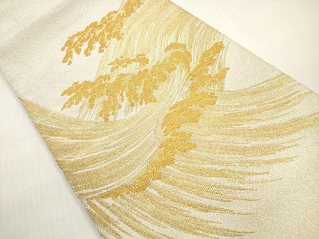 平和屋着物◎綴れ 太鼓柄袋帯 立波文 金銀糸 正絹 逸品 DABG1039xg