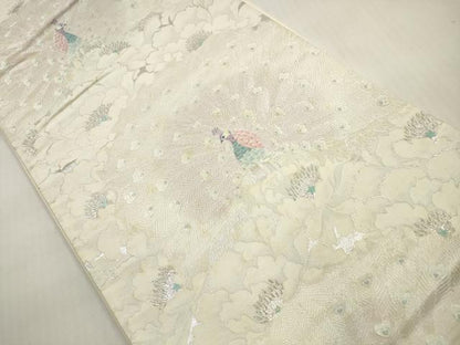 平和屋着物◎西陣　六通柄袋帯　唐織　百選孔雀文　金銀糸　正絹　逸品　DABG1041xg