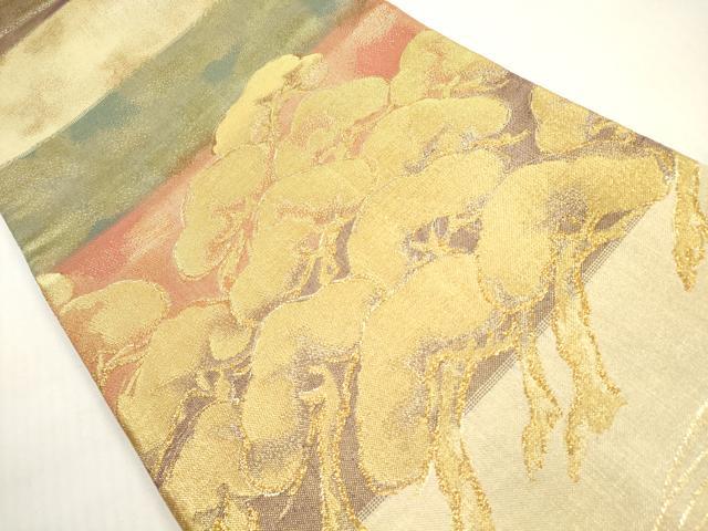 平和屋着物◎佐賀錦　六通柄袋帯　枝松文　金糸　正絹　逸品　DABG1051xg