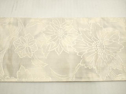 平和屋着物◎九寸名古屋帯　草花文　正絹　逸品　DABG1104xg