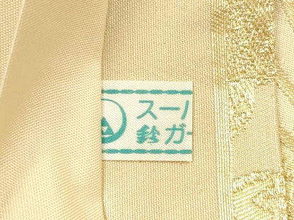 平和屋着物◎六通柄袋帯　唐織　扇面花文　金糸　鈴乃屋扱い　正絹　逸品　DABG1120xg