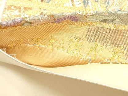 平和屋着物◎六通柄袋帯　唐織　招宴松流水花　金糸　正絹　逸品　DABG1121xg