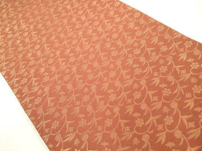平和屋着物◎両面　六通柄袋帯　ふくれ織　切嵌花鳥文　金糸　正絹　逸品　未使用　DABG1223xg
