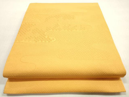 平和屋着物◎九寸開き名古屋帯　エ霞文　山吹色　正絹　逸品　DABG1389xg