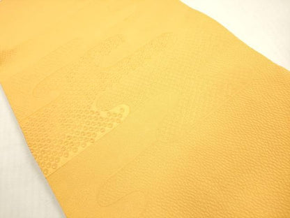 平和屋着物◎九寸開き名古屋帯　エ霞文　山吹色　正絹　逸品　DABG1389xg
