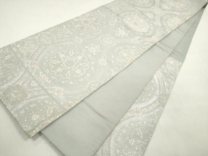 平和屋着物◎西陣　六通柄袋帯　唐織　立涌正倉院花文　銀糸　正絹　逸品　DABG1463xg