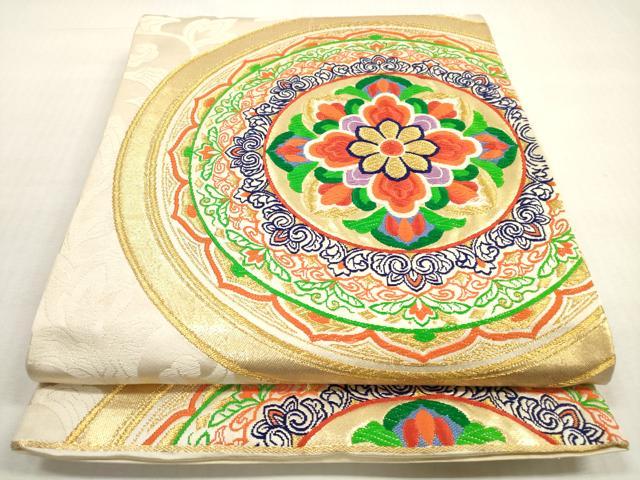 平和屋着物◎六通柄袋帯　唐織　絵皿正倉院花文　金糸　正絹　逸品　DABG1476xg