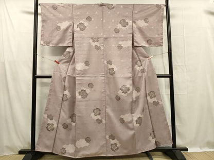 平和屋着物■小紋　花絵皿文　洗える着物　未使用　DABG1523ya
