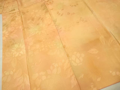 平和屋着物■上質な色無地　草花地紋　暈し染め　萱草色　正絹　逸品　未使用　DABG1540ya