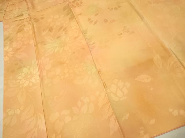 平和屋着物■上質な色無地　草花地紋　暈し染め　萱草色　正絹　逸品　未使用　DABG1540ya