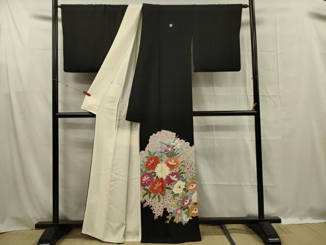 平和屋着物■豪華黒留袖　友禅　作家物　花尽くし　正絹　逸品　DABG1542ya