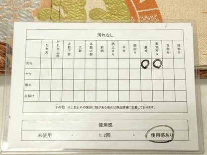 平和屋着物◎アンティーク 大正ロマン 両面 全通柄 京袋帯 立波牡丹文 金銀糸 正絹 逸品 DABG1569ya