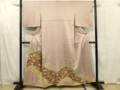 平和屋着物■豪華色留袖　駒刺繍　吉祥花松文　金彩　正絹　逸品　DABG1603ya