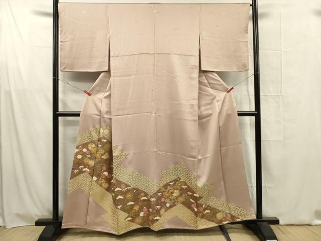 平和屋着物■豪華色留袖　駒刺繍　吉祥花松文　金彩　正絹　逸品　DABG1603ya
