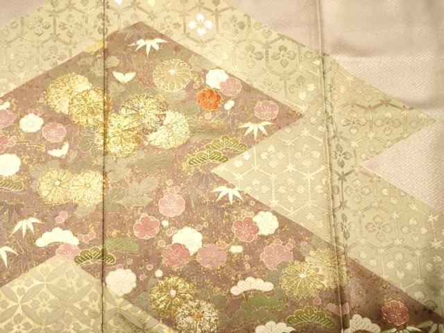 平和屋着物■豪華色留袖　駒刺繍　吉祥花松文　金彩　正絹　逸品　DABG1603ya