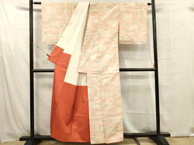 平和屋着物■上質な紬　枝葉文　正絹　逸品　DABG1605ya