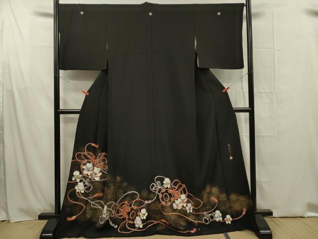 平和屋着物■豪華黒留袖　童子遊び　結び紐　金銀彩　正絹　逸品　DABG1609ya