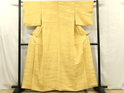 平和屋着物■上質な色無地　風景地紋　蒲公英色　正絹　逸品　DABG1610ya