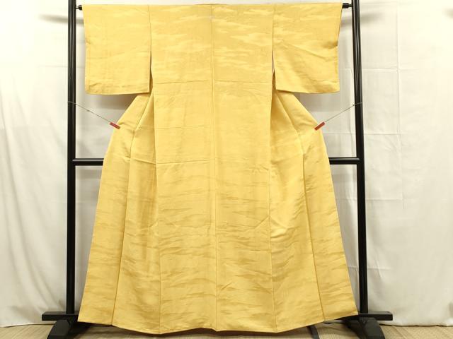 平和屋着物■上質な色無地　風景地紋　蒲公英色　正絹　逸品　DABG1610ya