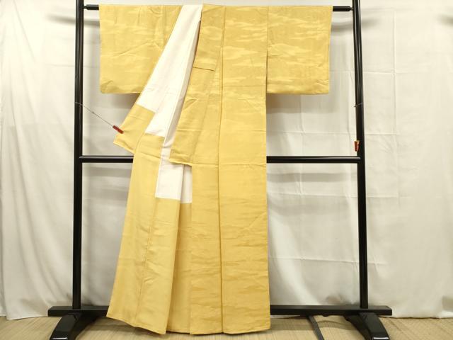 平和屋着物■上質な色無地　風景地紋　蒲公英色　正絹　逸品　DABG1610ya