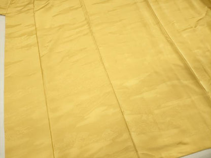平和屋着物■上質な色無地　風景地紋　蒲公英色　正絹　逸品　DABG1610ya