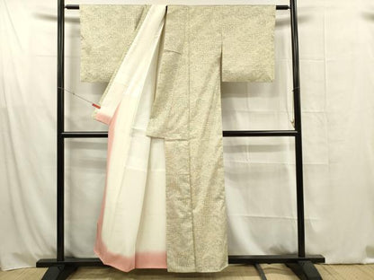 平和屋着物■本場染大島紬　菱更紗花文　正絹　逸品　DABG1611ya