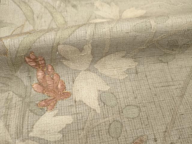 平和屋着物■訪問着 紬地 刺繍 草花文 暈し染め 正絹 逸品 DABG1612ya
