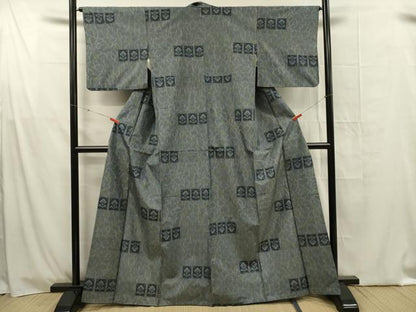 平和屋着物■本場村山大島紬　草花文　正絹　逸品　DABG1620ya