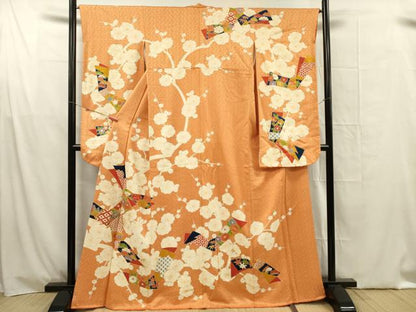 平和屋着物■小振袖　二尺袖　駒刺繍　吉祥花文　枝梅　正絹　逸品　DABG1621ya